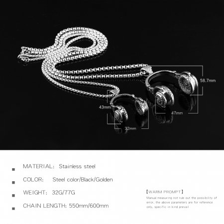 Colier inox casti audio 60 cm [7]