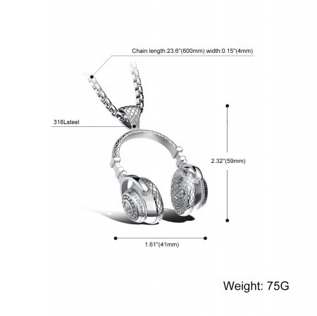 Colier inox casti audio 60 cm [3]