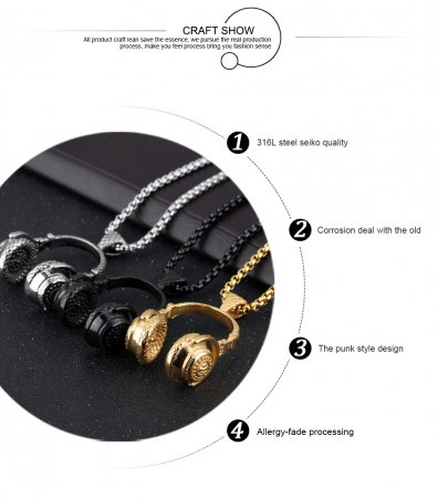 Colier inox casti audio 60 cm [4]