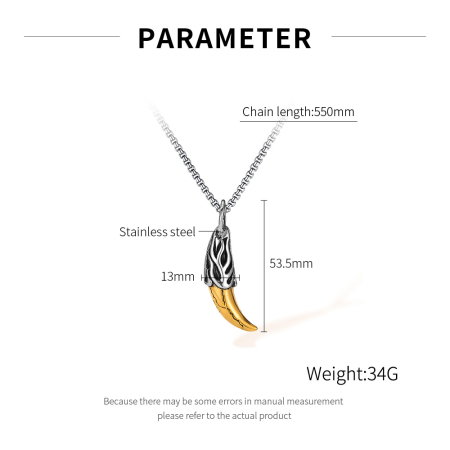 Colier inox Colț Tribal – Simbol al Forței și Instinctului Primar [2]