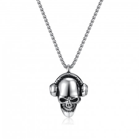 Colier inox  Craniu cu Casti 70 cm [5]
