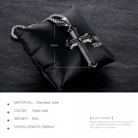 Colier inox cruce cu Tatal Nostru 55 cm [5]