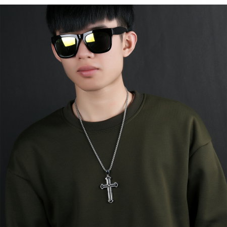 Colier inox cruce cu Tatal Nostru 55 cm [4]