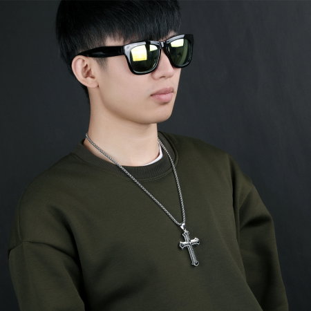 Colier inox cruce cu Tatal Nostru 55 cm [2]