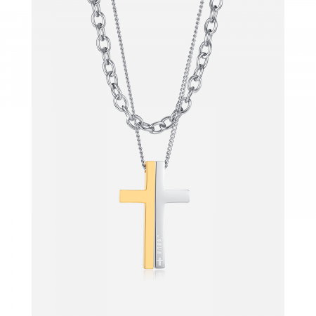 Colier inox cruce in 2 tonuri [6]