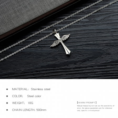 Colier inox cruce si aripi de inger [10]