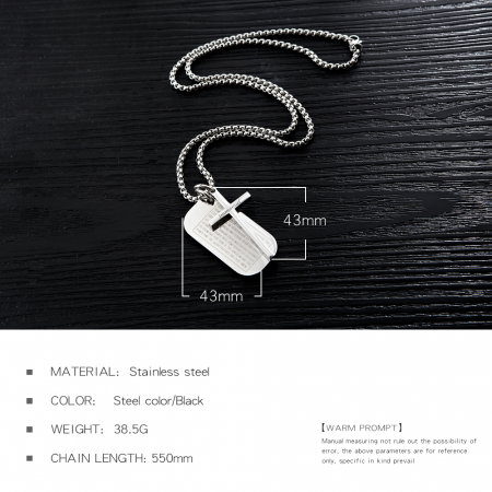 Colier inox cruce si placuta 55 cm [6]