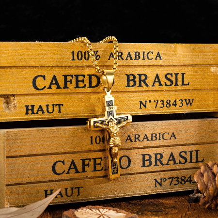 Colier inox crucifix 55 cm [4]