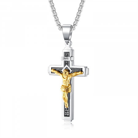 Colier inox crucifix 55 cm