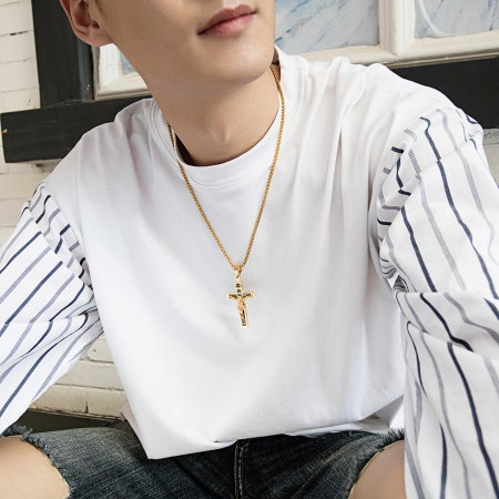 Colier inox crucifix 55 cm [2]