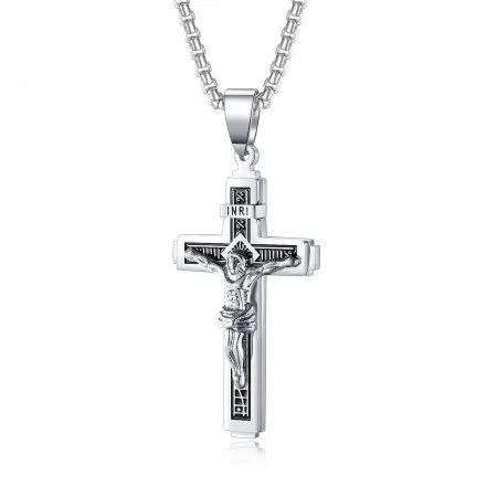 Colier inox crucifix 55 cm