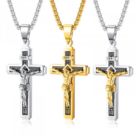 Colier inox crucifix 55 cm [3]