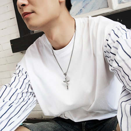 Colier inox crucifix 55 cm [6]