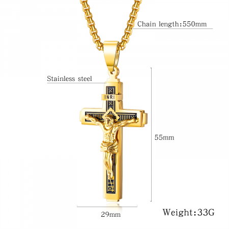 Colier inox crucifix 55 cm [3]