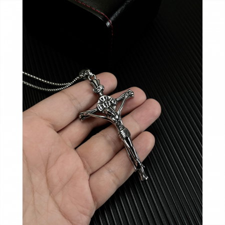 Colier inox crucifix 55 cm [11]