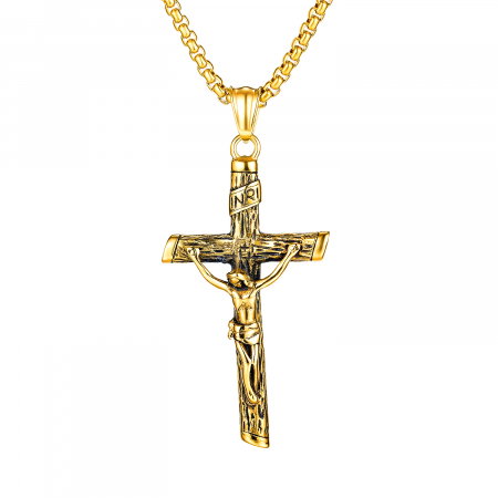 Colier inox crucifix 55 cm