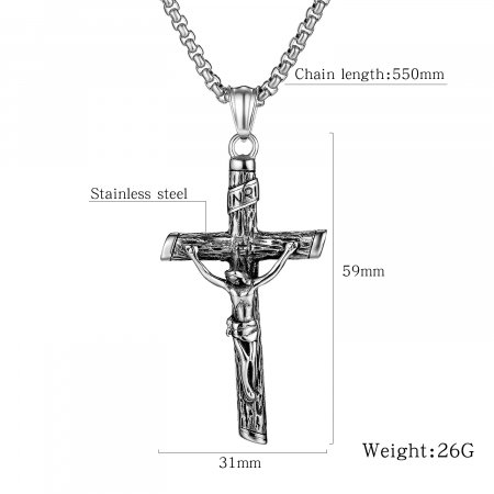Colier inox crucifix 55 cm [6]