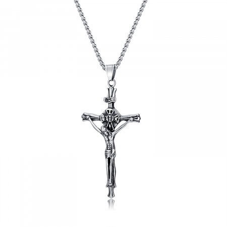 Colier inox crucifix 55 cm