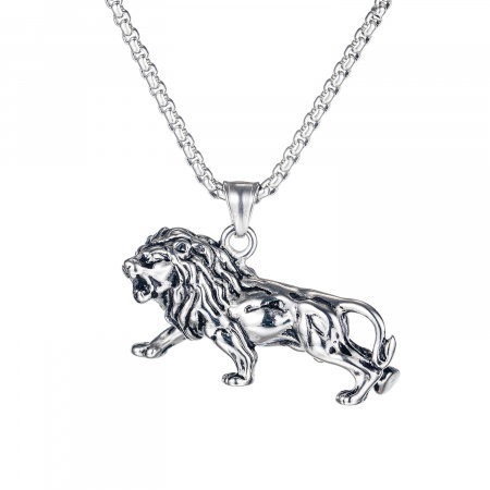 Colier inox cu Leu