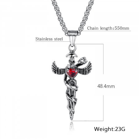 Colier inox cu Spada si Aripi de Inger [2]