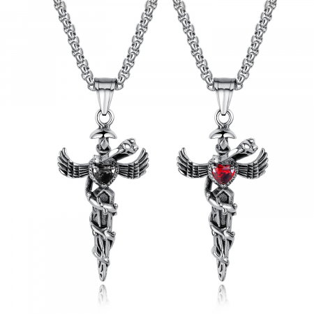 Colier inox cu Spada si Aripi de Inger [10]