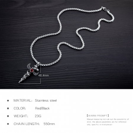 Colier inox cu Spada si Aripi de Inger [5]