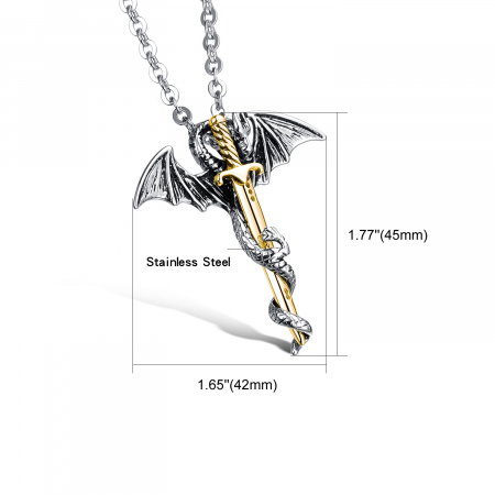 Colier inox lant cu Dragon si Spada [7]