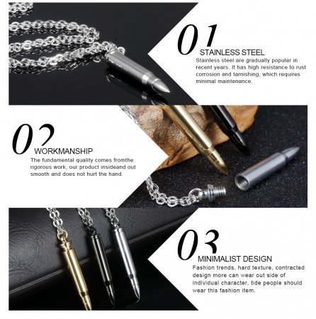 Colier inox cu glont [4]