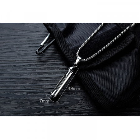 Colier inox cu glont cu compartiment si lant 3 x 55 cm [3]