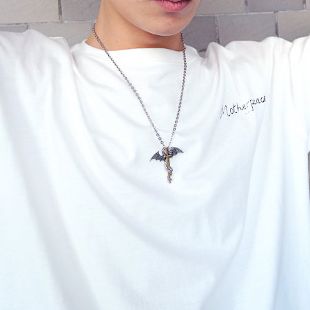 Colier inox lant cu Dragon si Spada [4]