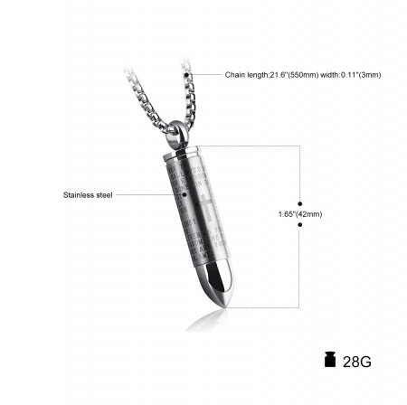 Colier inox cu glont si Tatal Nostru [3]