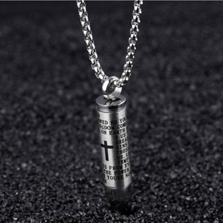 Colier inox cu glont si Tatal Nostru [5]