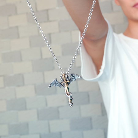 Colier inox lant cu Dragon si Spada [2]