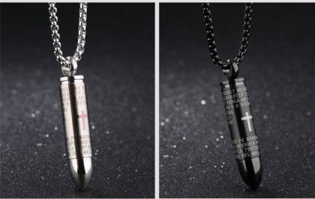 Colier inox cu glont si Tatal Nostru [3]