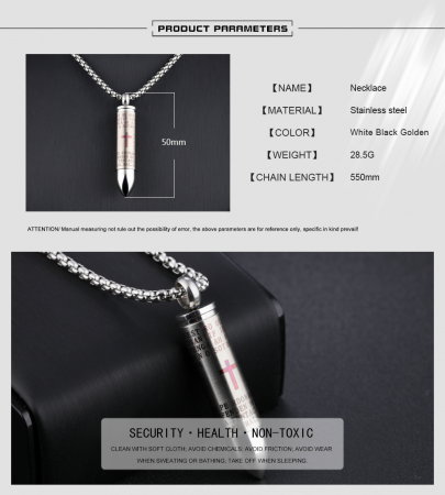 Colier inox cu glont si Tatal Nostru [4]