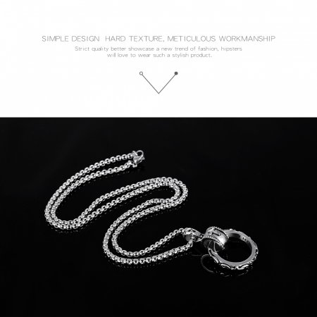 Colier inox cu inel si cruce 55 cm [5]