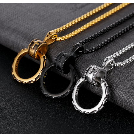 Colier inox cu inel si cruce 55 cm [7]