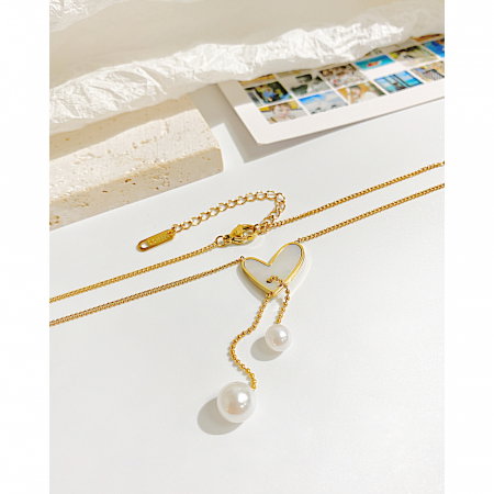 Colier inox cu inima si perle [11]