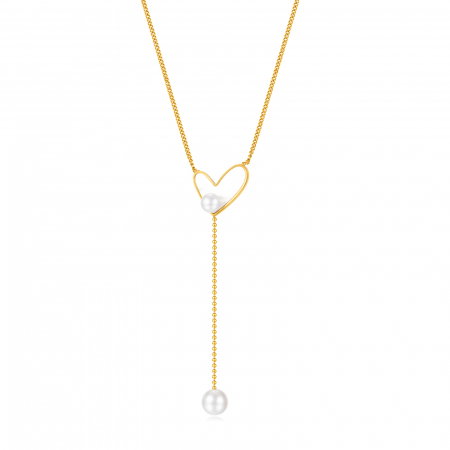 Colier inox cu inima si perle