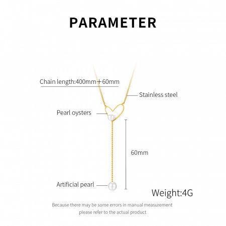 Colier inox cu inima si perle [4]