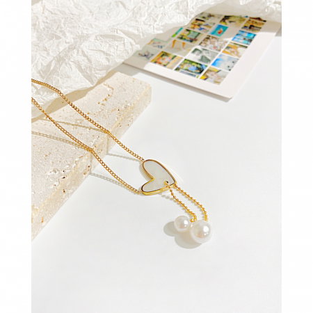 Colier inox cu inima si perle [9]