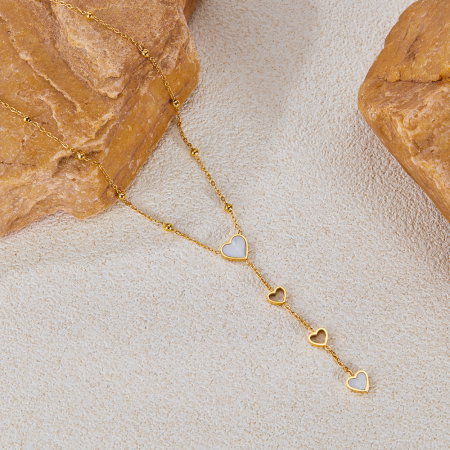 Colier inox cu inimioare si scoica [4]