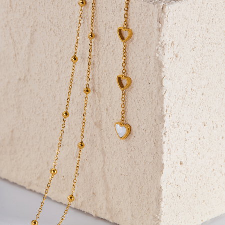 Colier inox cu inimioare si scoica [9]