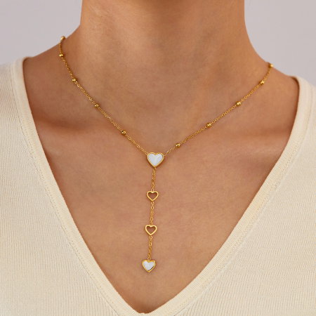 Colier inox cu inimioare si scoica [5]