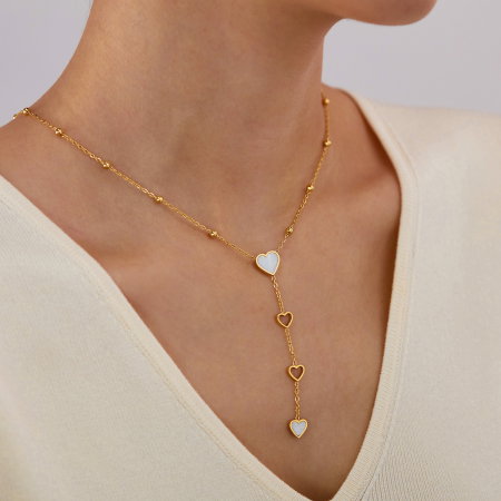 Colier inox cu inimioare si scoica [1]