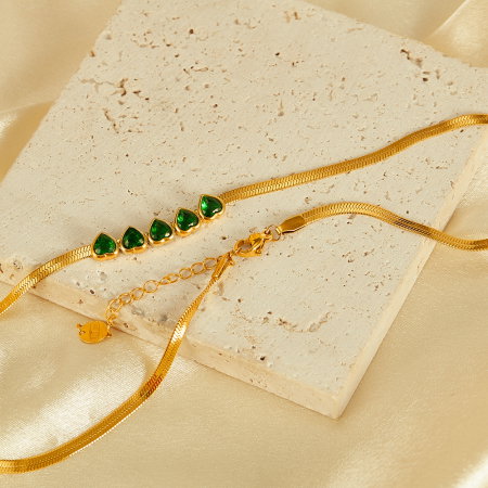 Colier inox cu inimioare verzi [13]