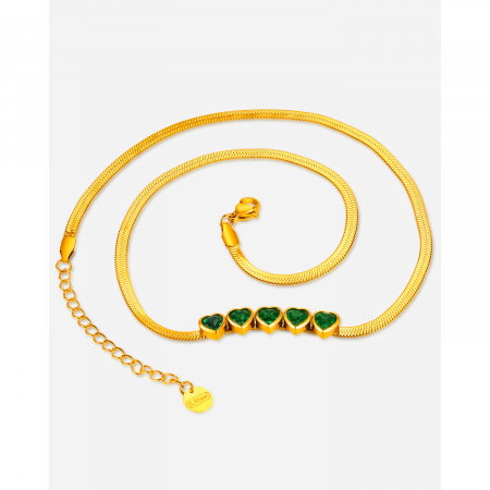 Colier inox cu inimioare verzi [7]