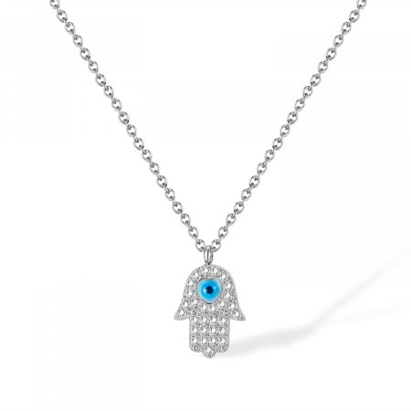 Colier inox cu Mana Fecioarei Maria si Ochi de Deochi