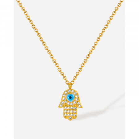 Colier inox cu Mana Fecioarei Maria si Ochi de Deochi [11]