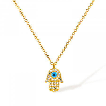 Colier inox cu Mana Fecioarei Maria si Ochi de Deochi